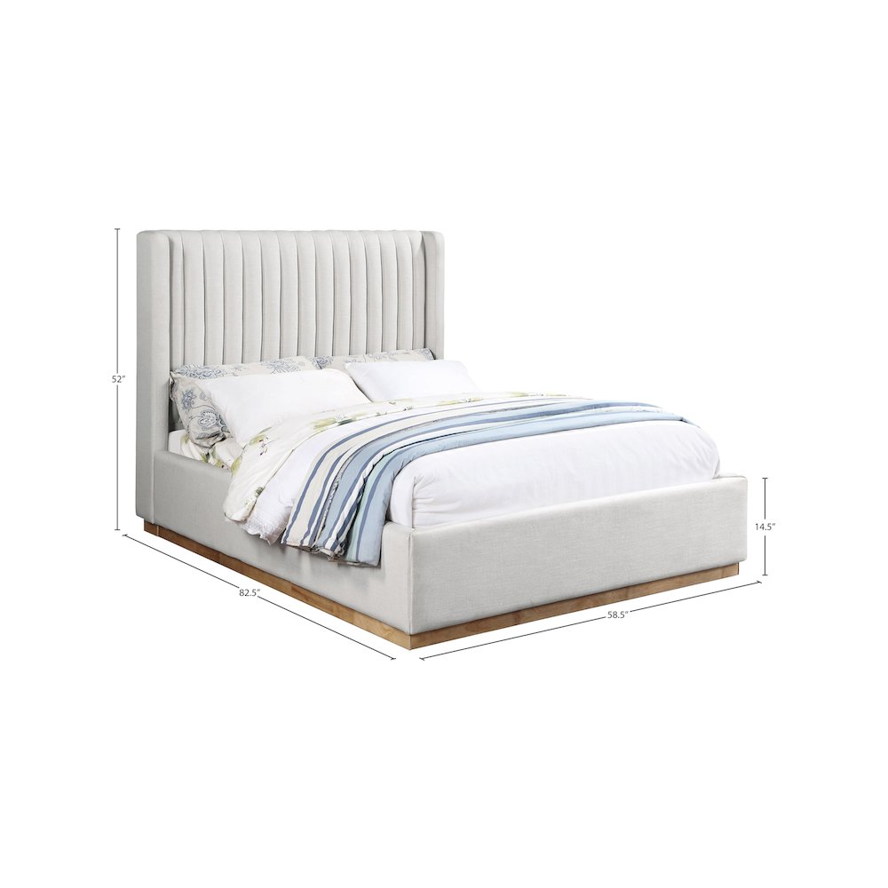 Logan Cream Linen Textured Fabric Full Bed. Picture 7