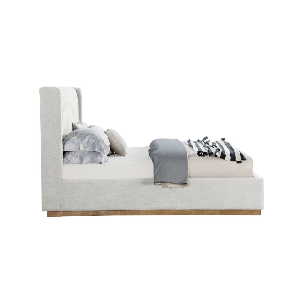 Logan Cream Linen Textured Fabric King Bed. Picture 3