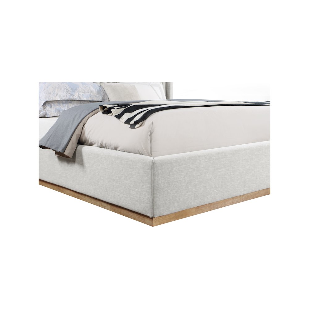 Logan Cream Linen Textured Fabric King Bed. Picture 5
