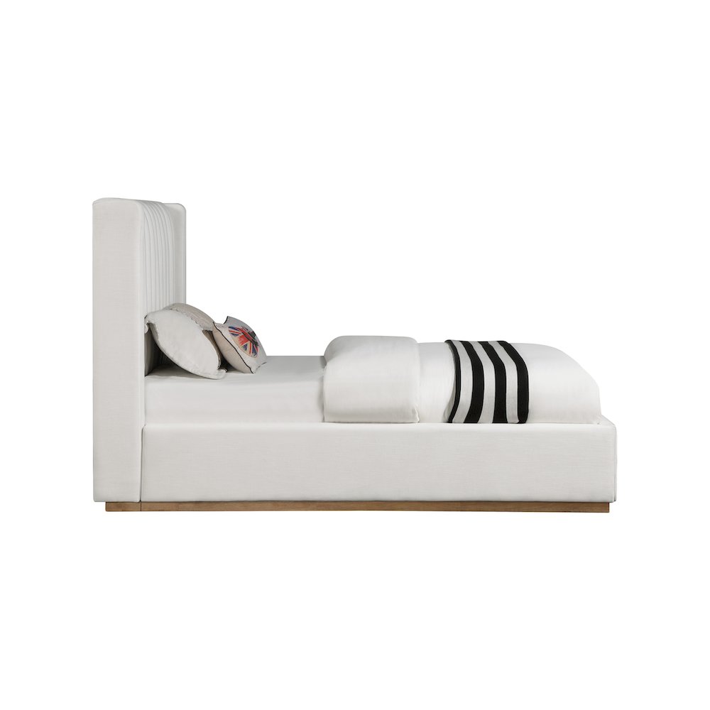 Logan Cream Linen Textured Fabric Twin Bed. Picture 3