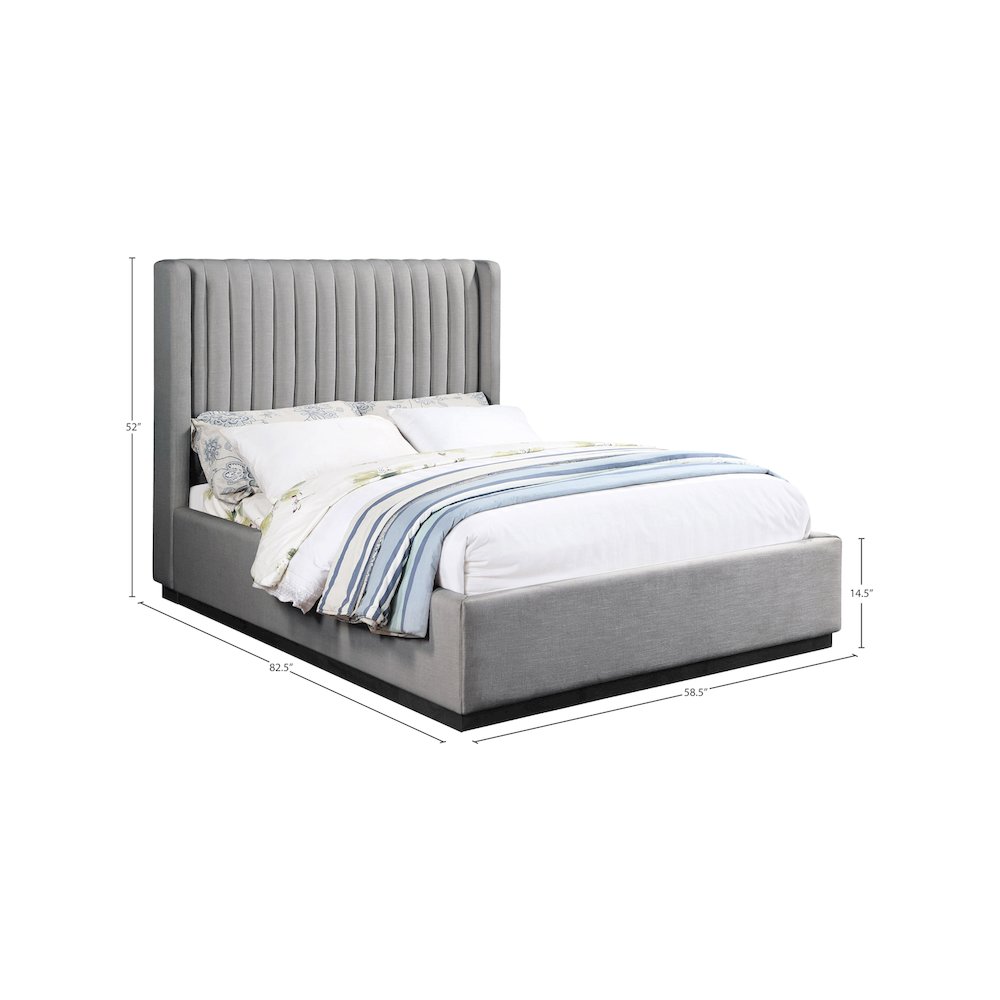 Logan Grey Linen Textured Fabric Full Bed. Picture 7