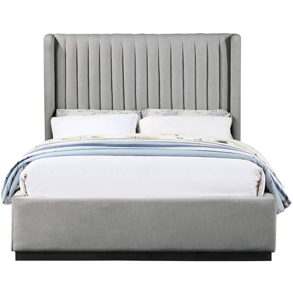 Logan Grey Linen Textured Fabric Full Bed. Picture 2