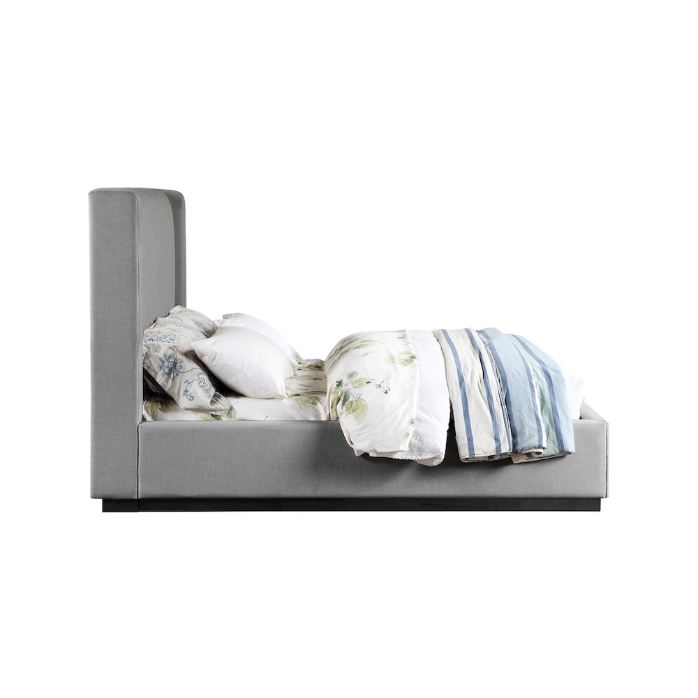 Logan Grey Linen Textured Fabric Full Bed. Picture 3