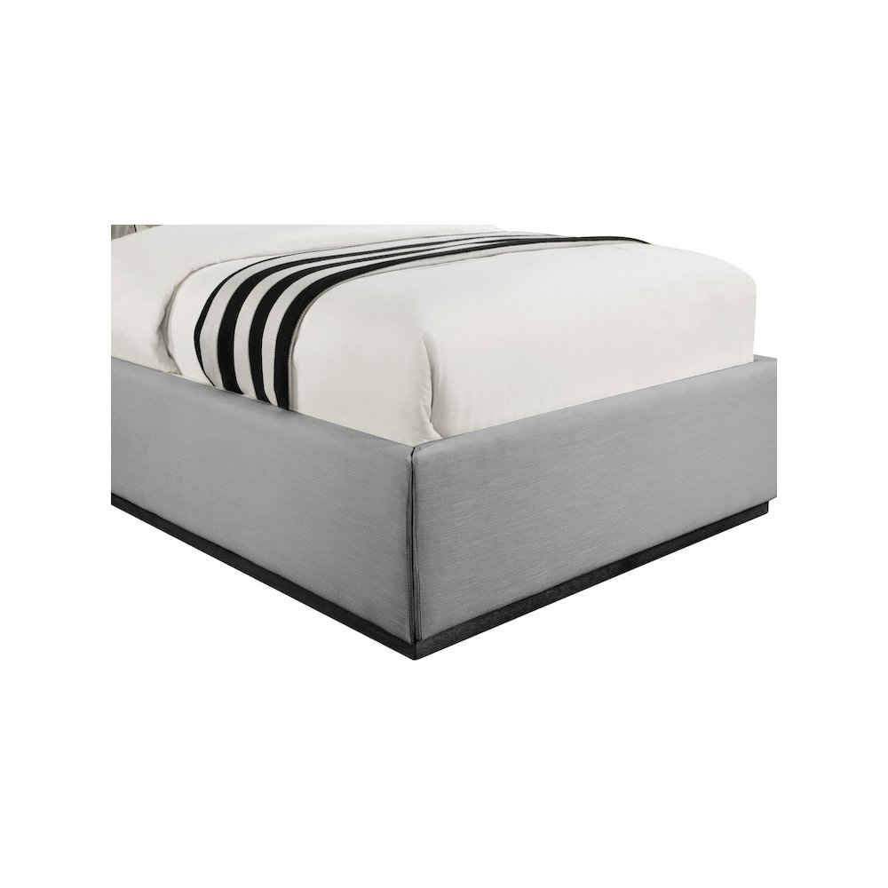 Logan Grey Linen Textured Fabric Twin Bed. Picture 5