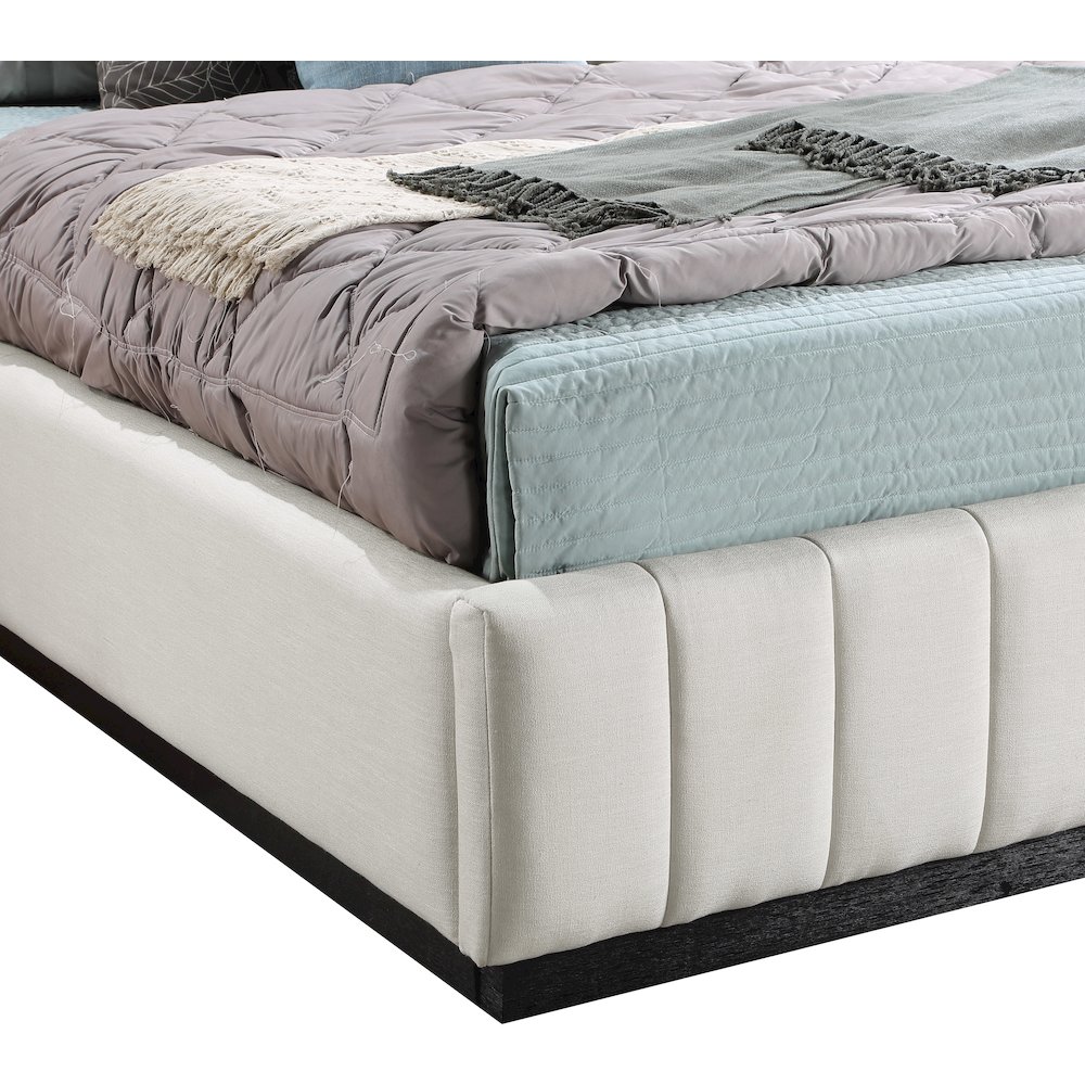Lucia Beige Linen Textured Fabric Full Bed. Picture 5