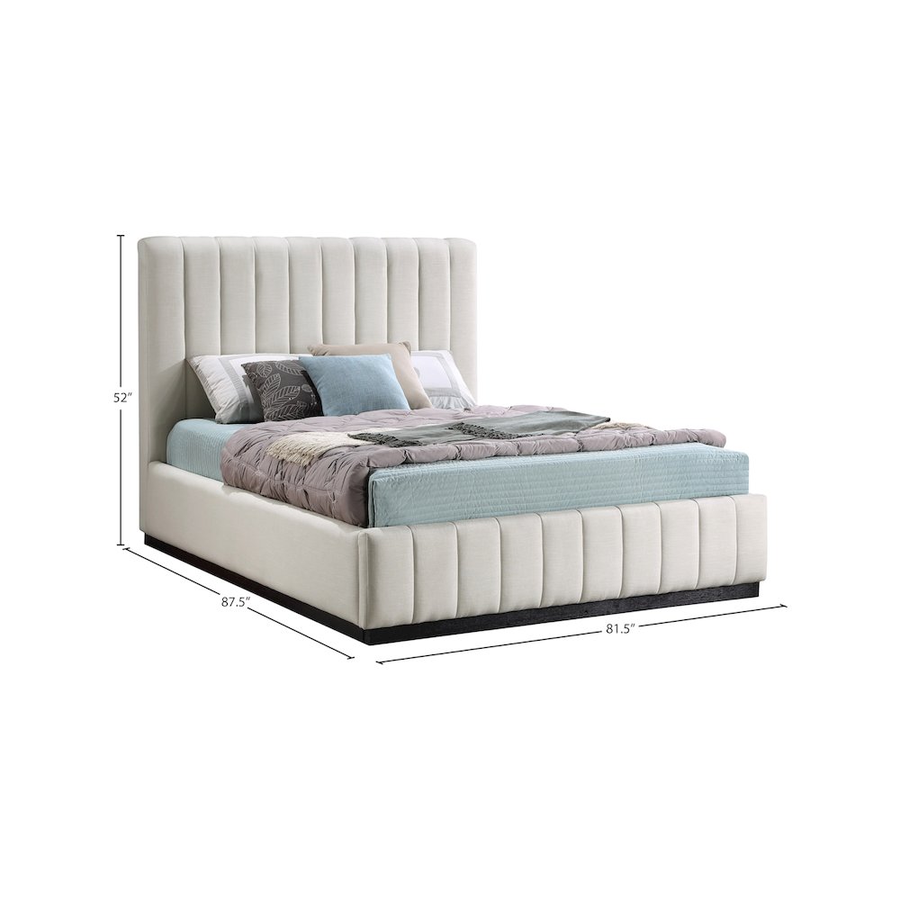Lucia Beige Linen Textured Fabric King Bed. Picture 11