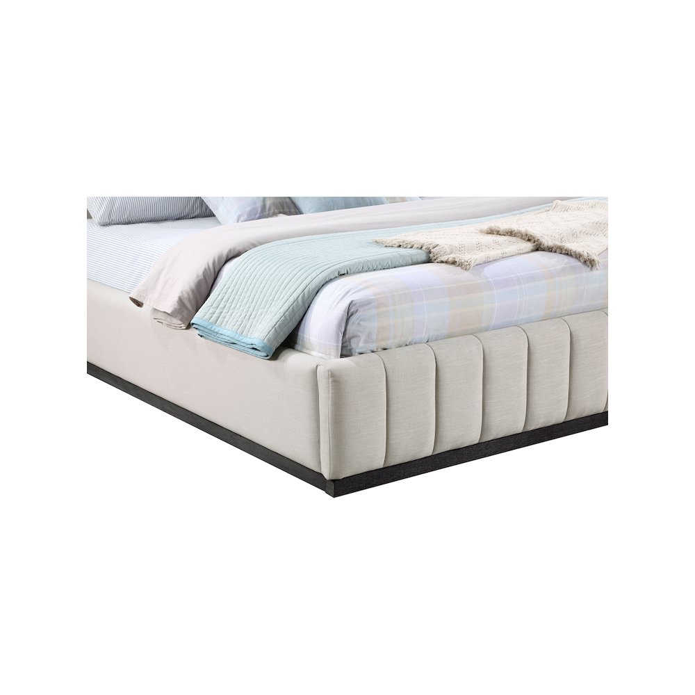 Lucia Beige Linen Textured Fabric King Bed. Picture 5