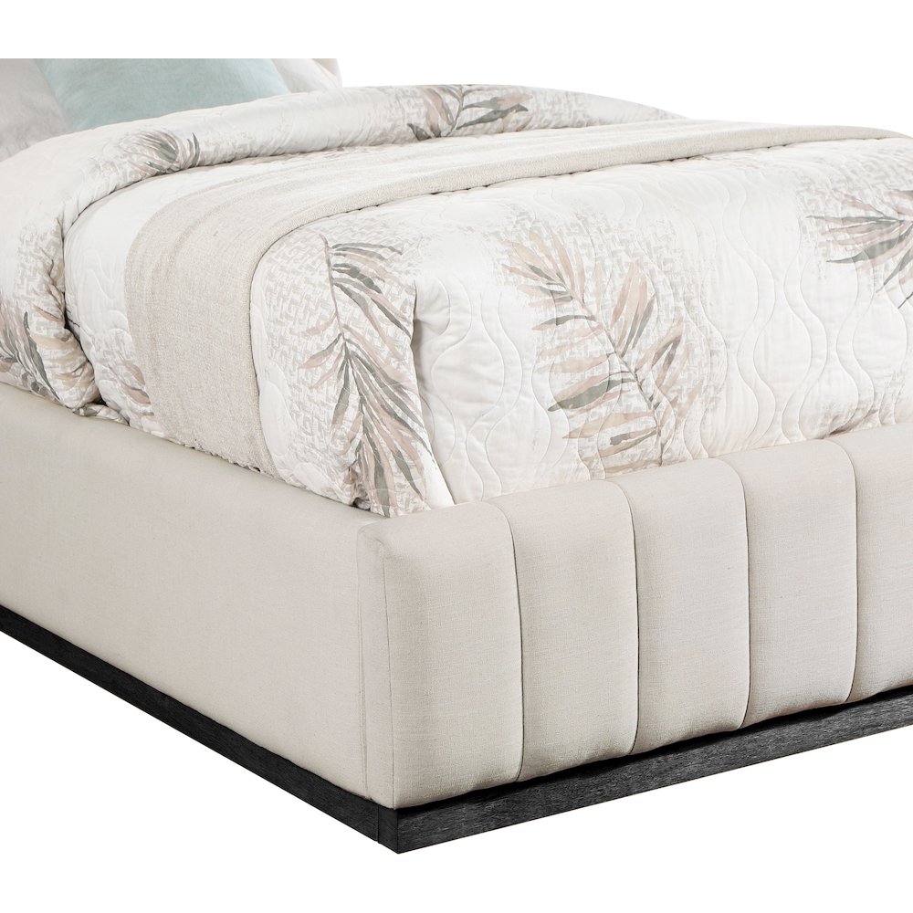 Lucia Beige Linen Textured Fabric Twin Bed. Picture 5