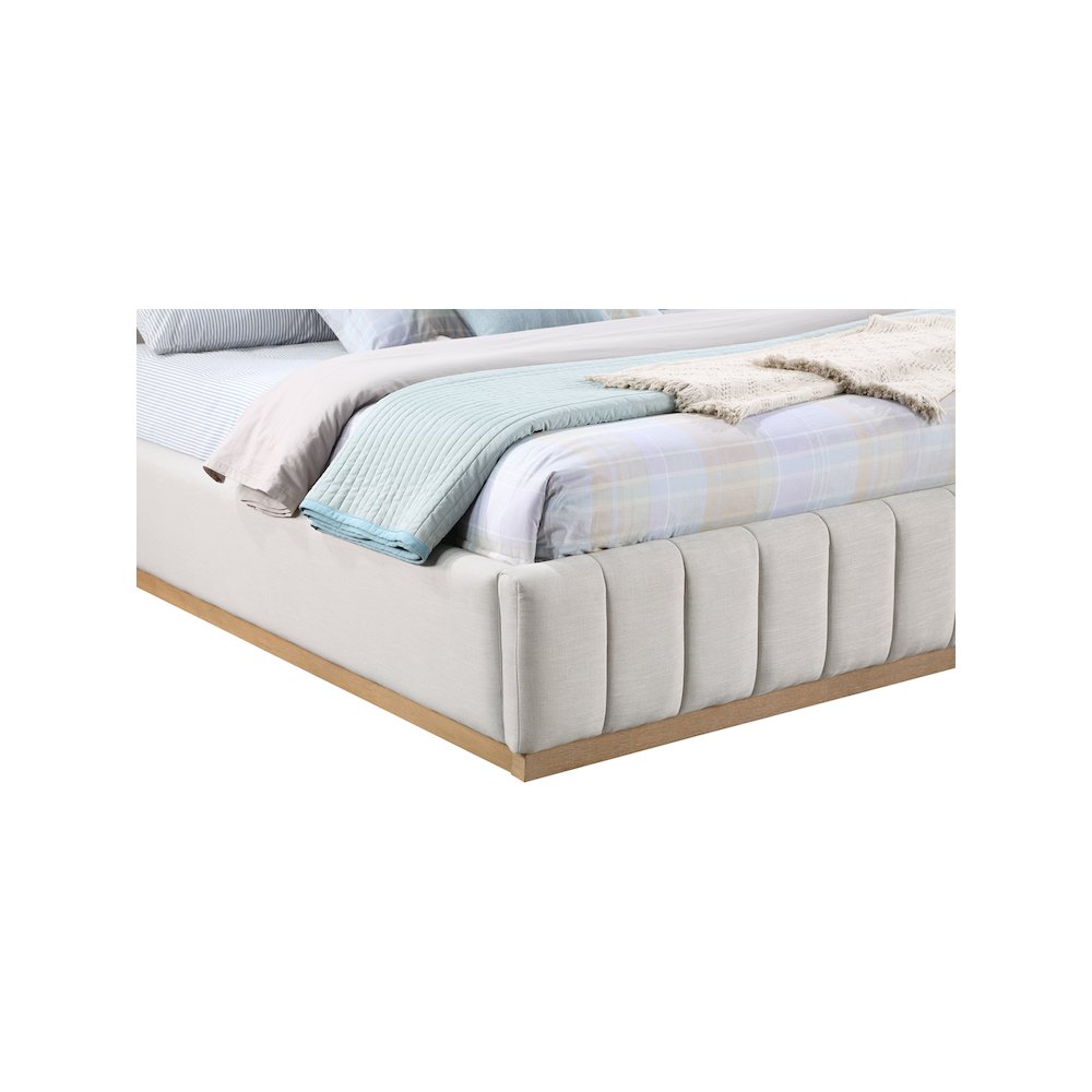 Lucia Cream Linen Textured Fabric King Bed. Picture 5