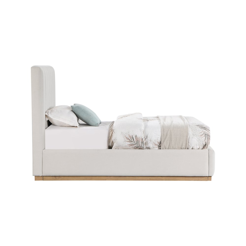 Lucia Cream Linen Textured Fabric Twin Bed. Picture 3