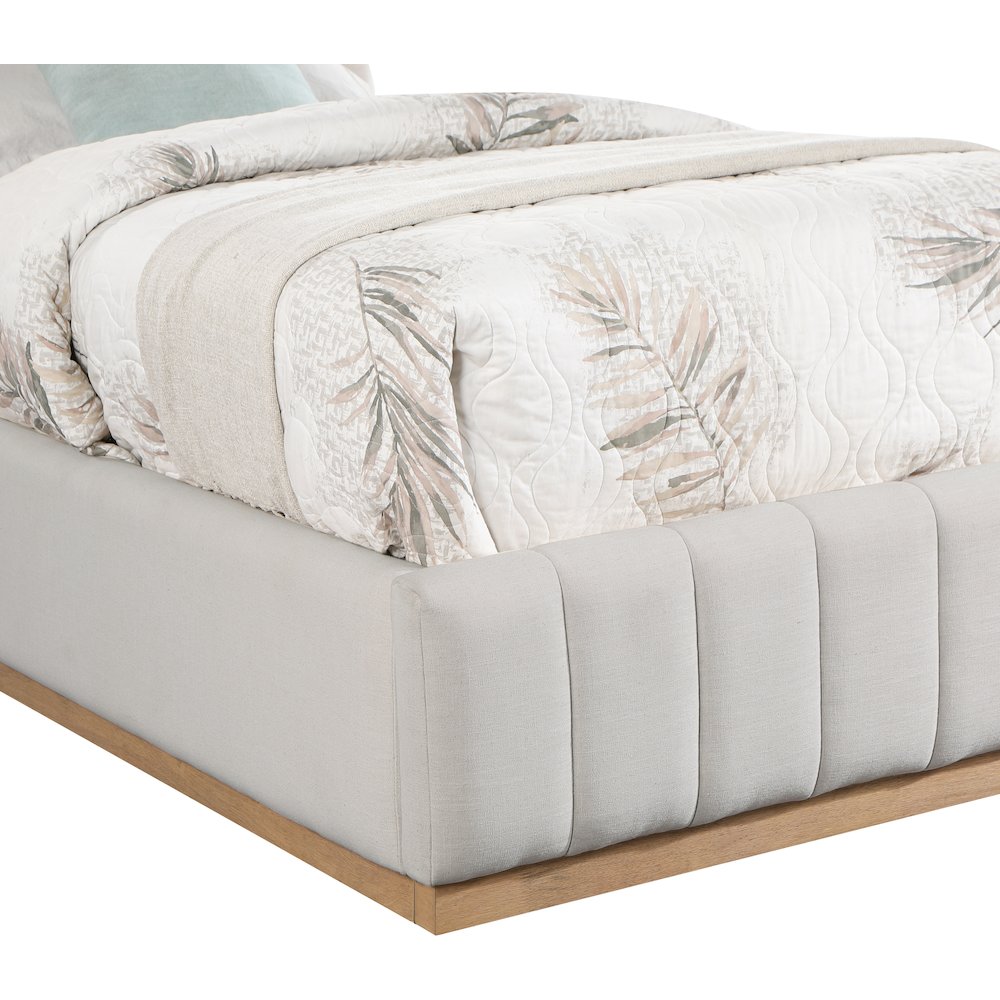 Lucia Cream Linen Textured Fabric Twin Bed. Picture 5