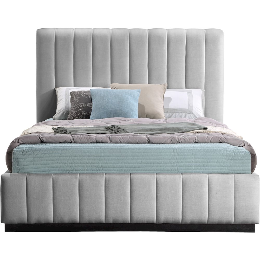 Lucia Grey Linen Textured Fabric Full Bed. Picture 2