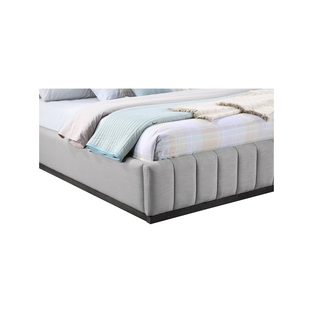 Lucia Grey Linen Textured Fabric King Bed. Picture 5