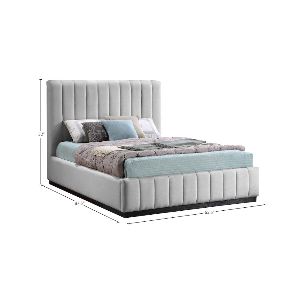 Lucia Grey Linen Textured Fabric Queen Bed. Picture 11