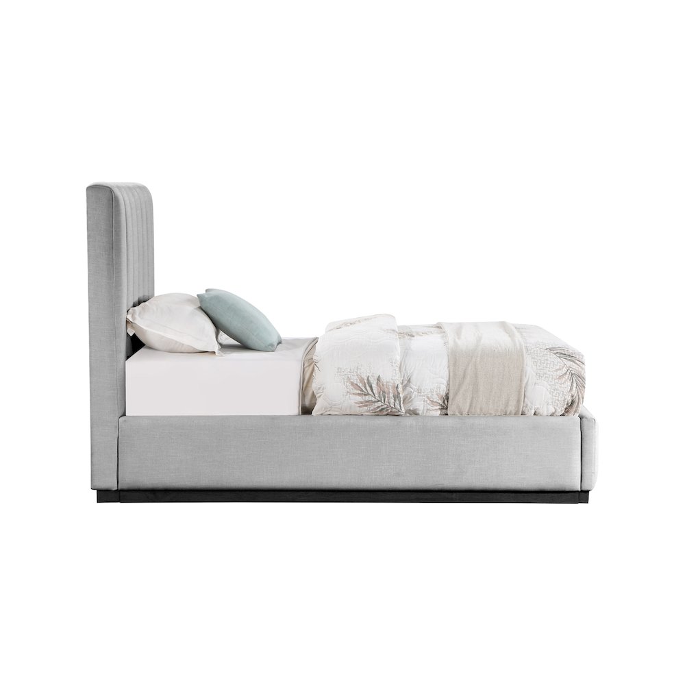 Lucia Grey Linen Textured Fabric Twin Bed. Picture 3