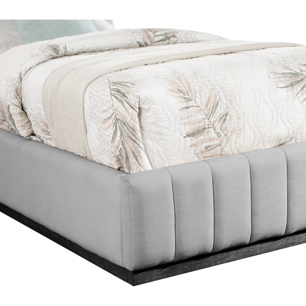 Lucia Grey Linen Textured Fabric Twin Bed. Picture 5