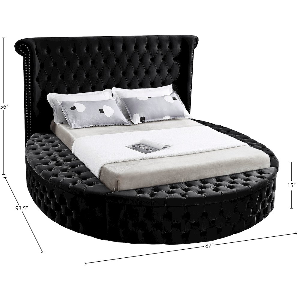 Luxus Black Velvet Full Bed. Picture 10