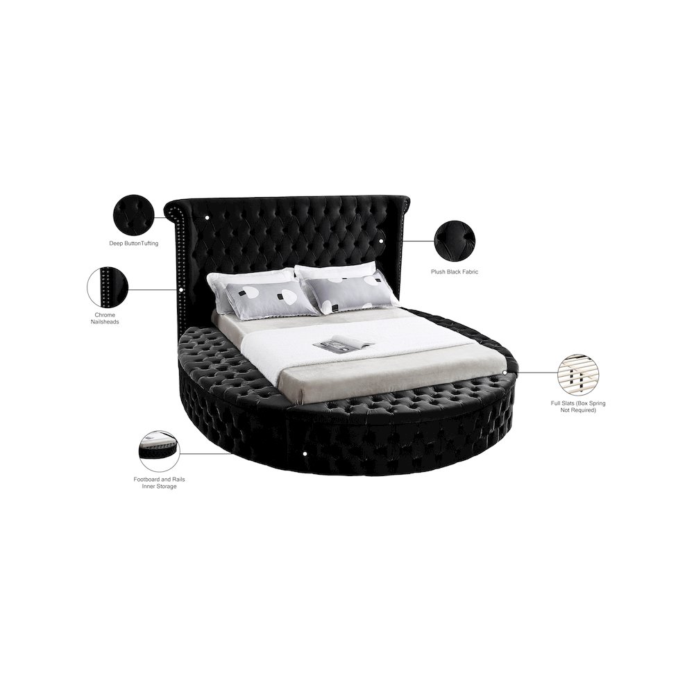 Luxus Black Velvet Full Bed. Picture 11