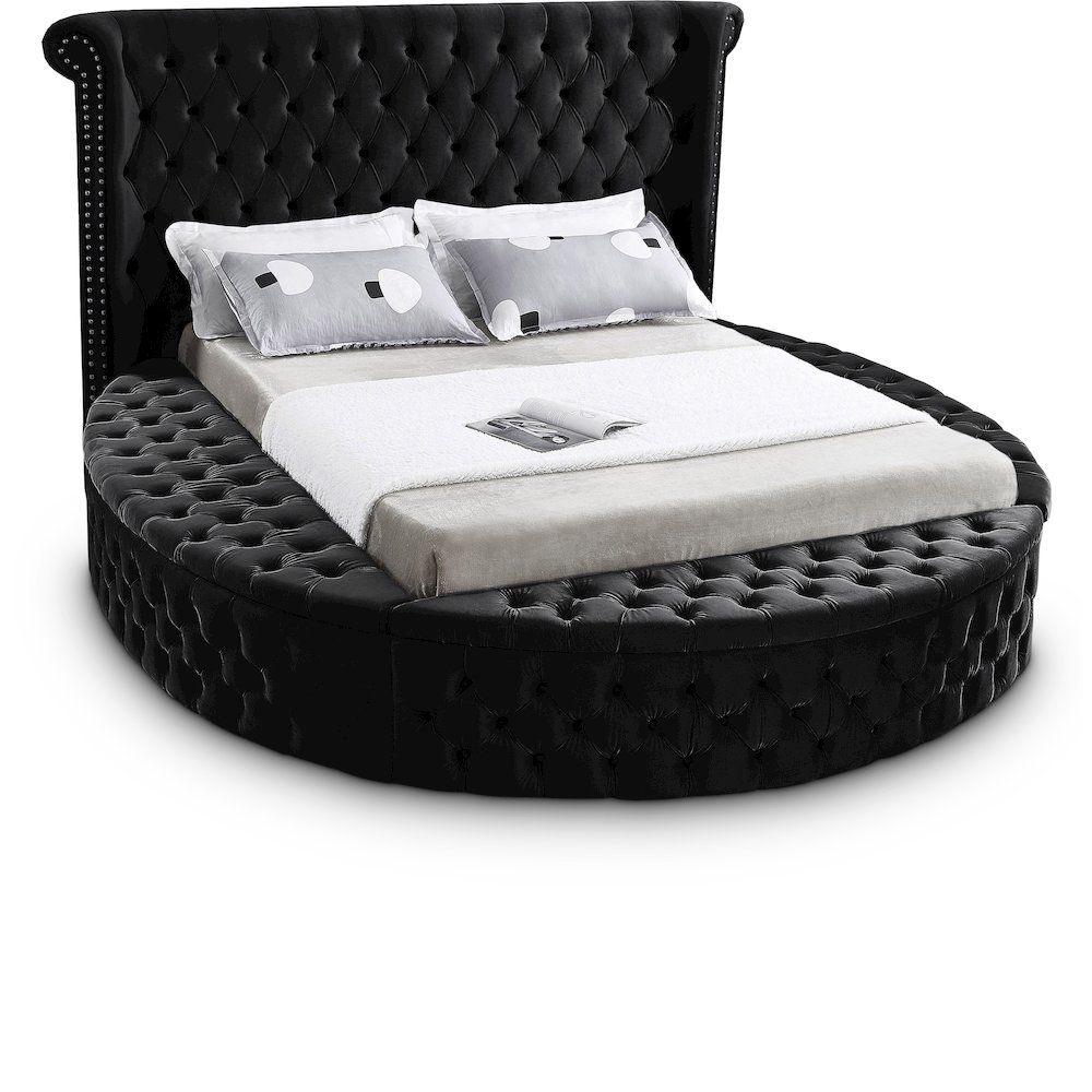 Luxus Black Velvet Full Bed. Picture 1