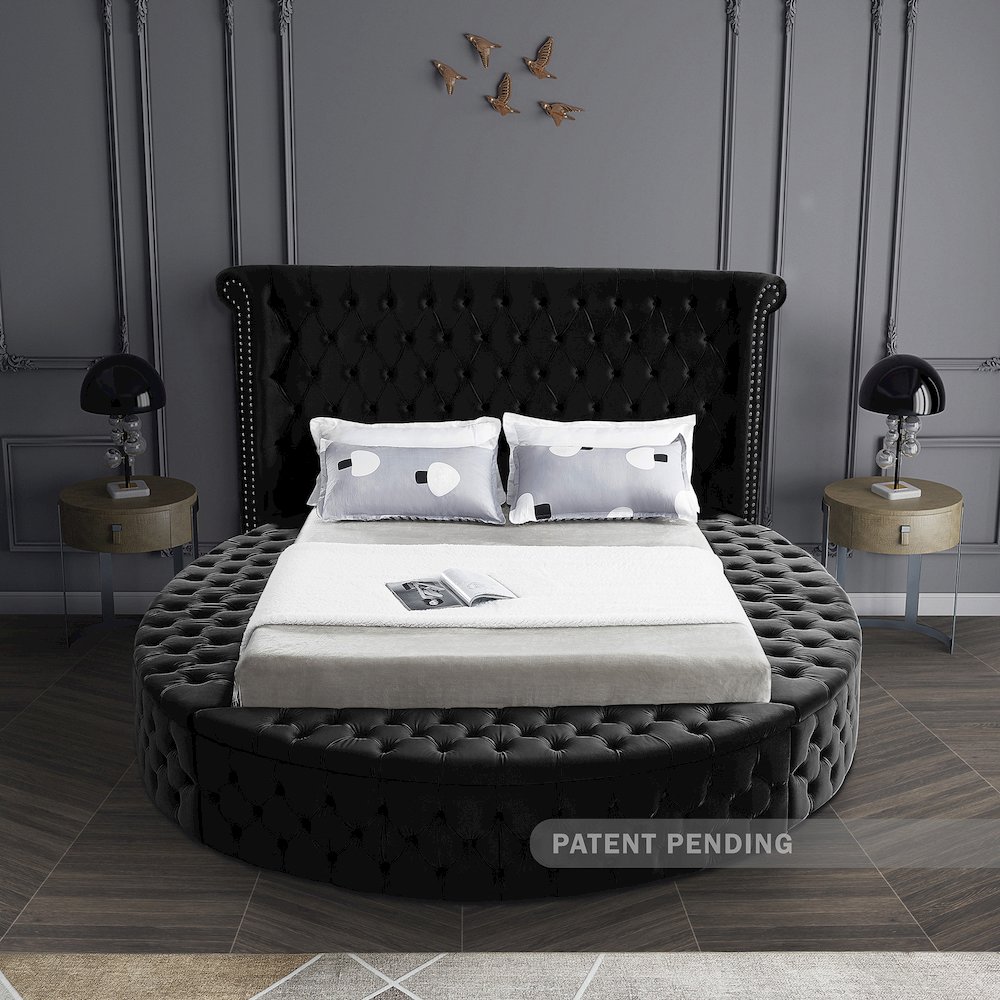 Luxus Black Velvet Full Bed. Picture 5