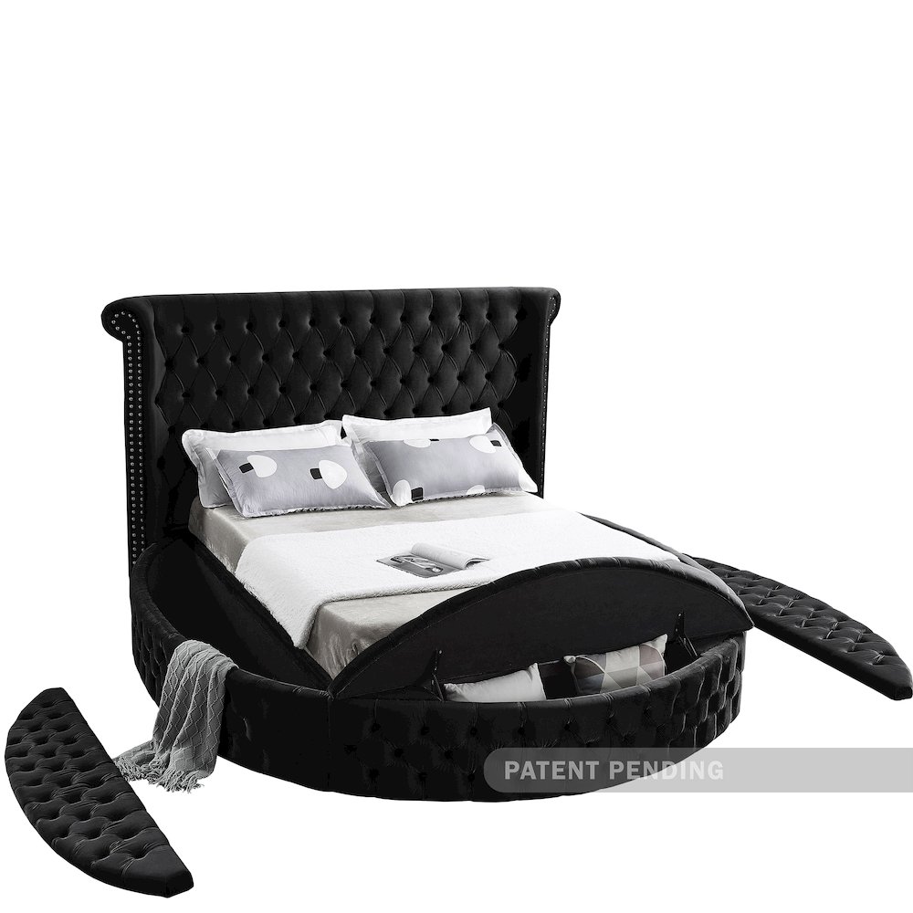 Luxus Black Velvet Full Bed. Picture 6