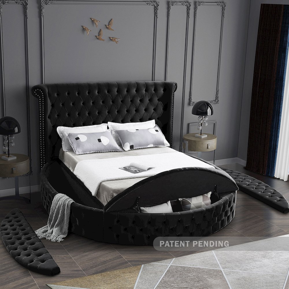 Luxus Black Velvet Full Bed. Picture 7