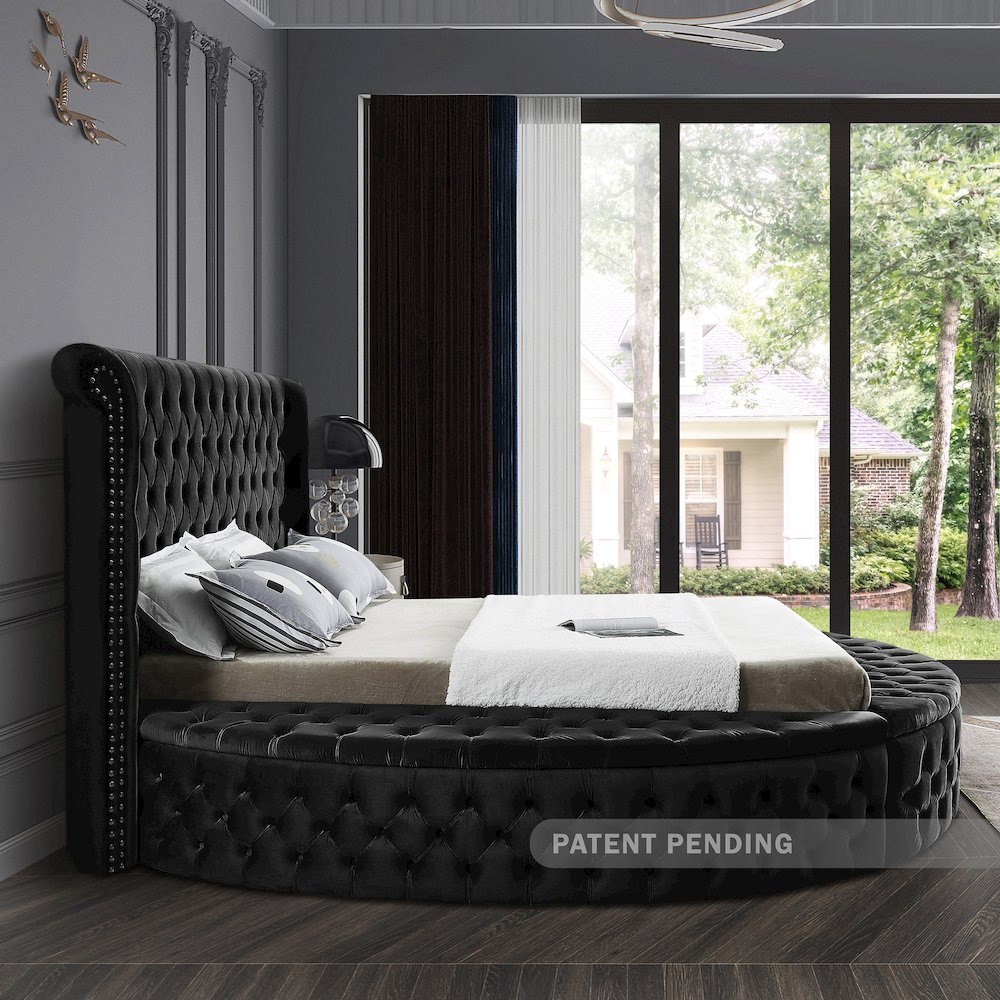 Luxus Black Velvet Full Bed. Picture 8