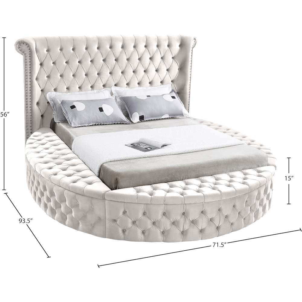 Luxus Cream Velvet Twin Bed. Picture 10