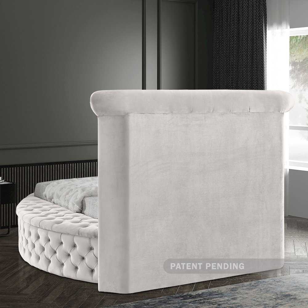 Luxus Cream Velvet Twin Bed. Picture 9