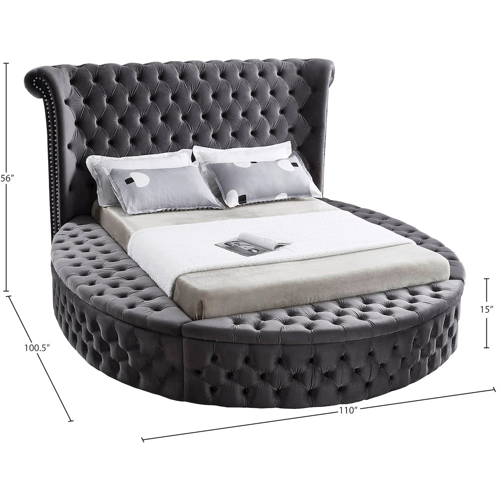 Luxus Grey Velvet King Bed. Picture 10