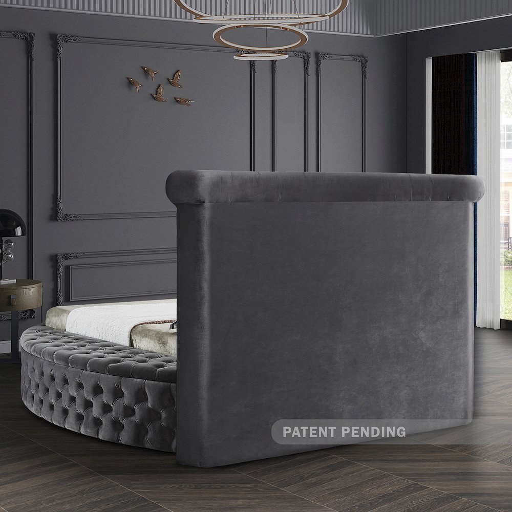 Luxus Grey Velvet Queen Bed. Picture 10