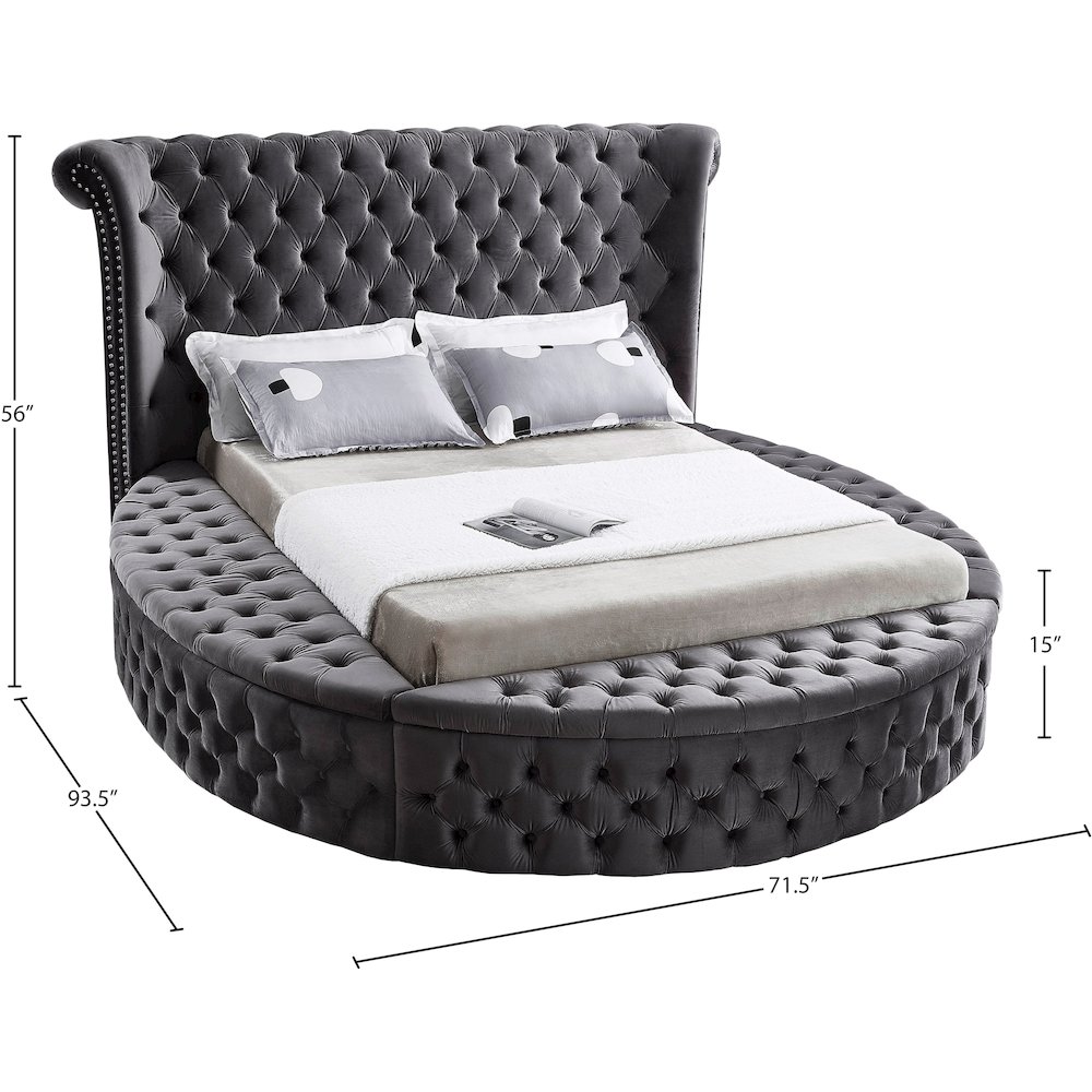Luxus Grey Velvet Twin Bed. Picture 10