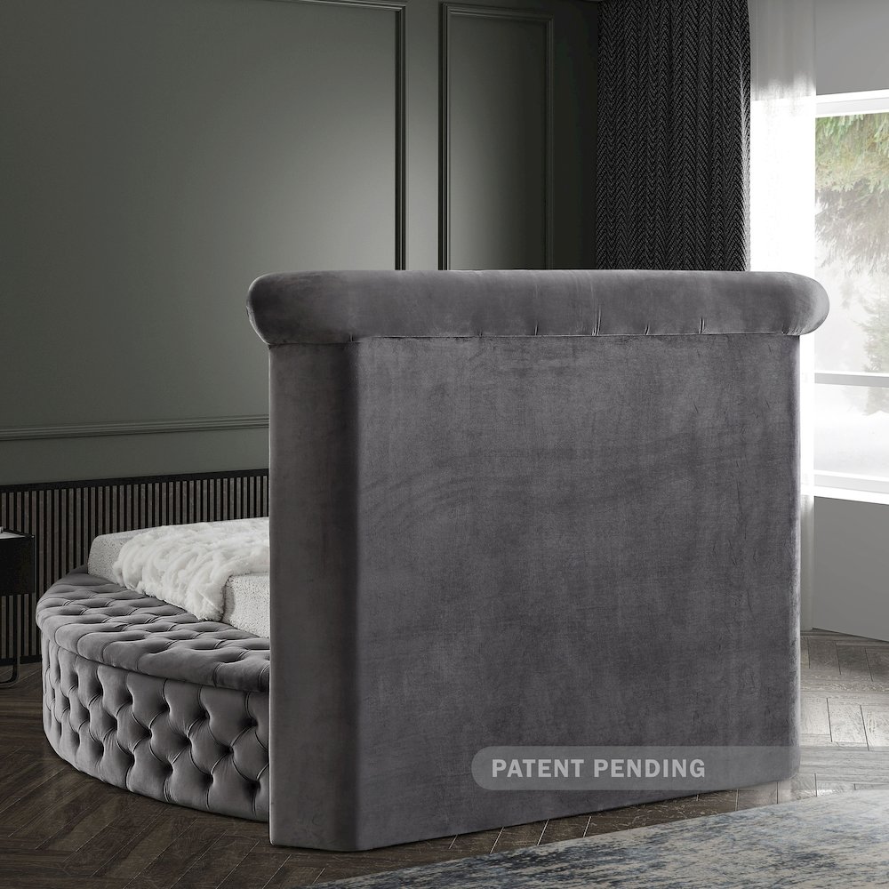 Luxus Grey Velvet Twin Bed. Picture 9