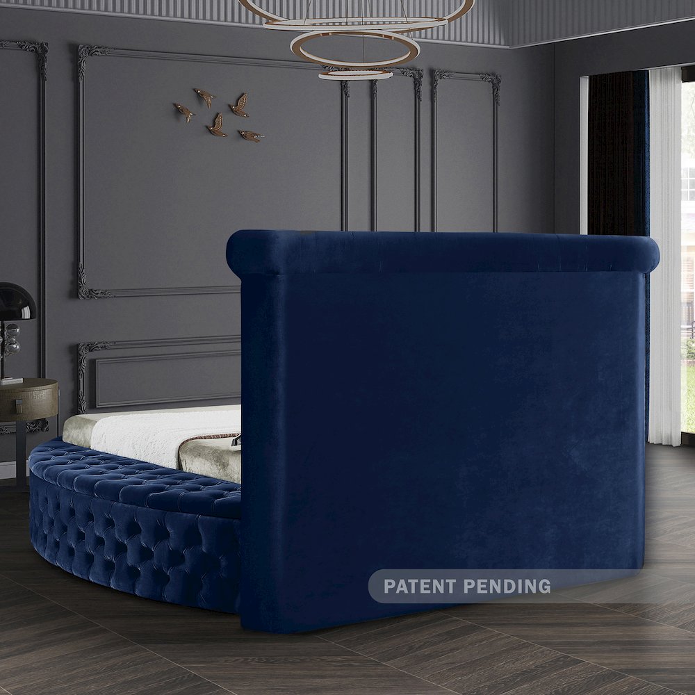 Luxus Navy Velvet King Bed. Picture 9