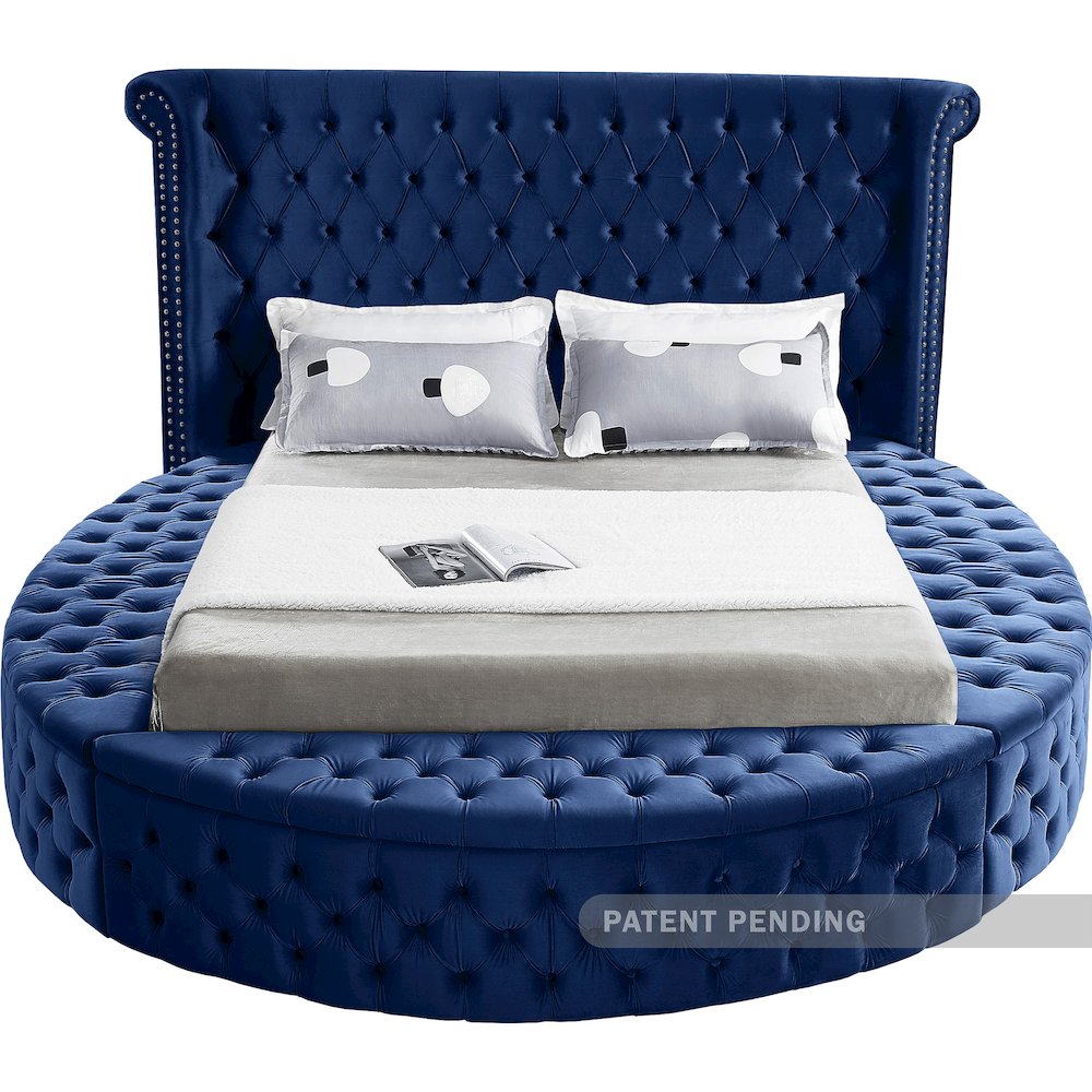 Luxus Navy Velvet King Bed. Picture 4