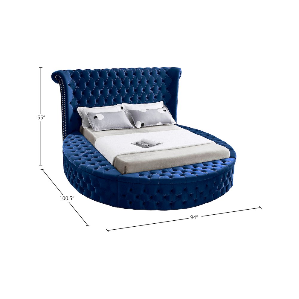 Luxus Navy Velvet Queen Bed. Picture 10