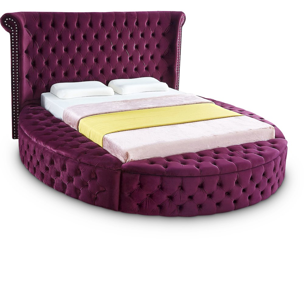 Luxus Purple Velvet Full Bed. Picture 1