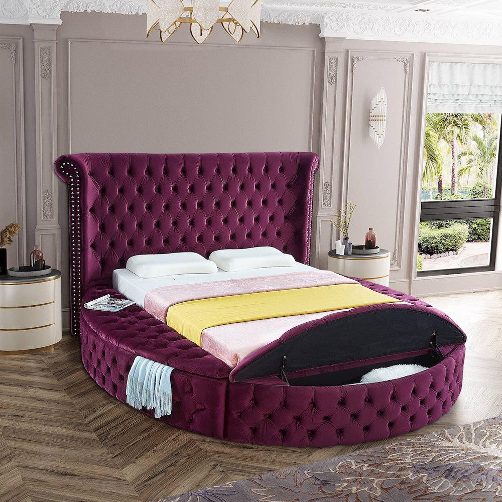 Luxus Purple Velvet Full Bed. Picture 3
