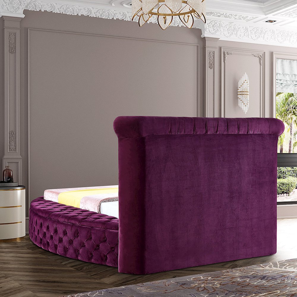 Luxus Purple Velvet King Bed. Picture 9
