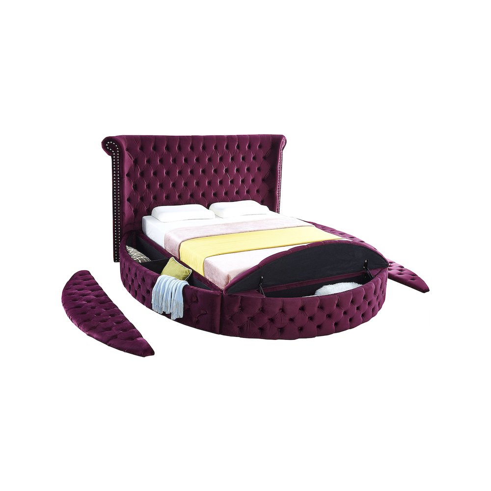 Luxus Purple Velvet King Bed. Picture 6