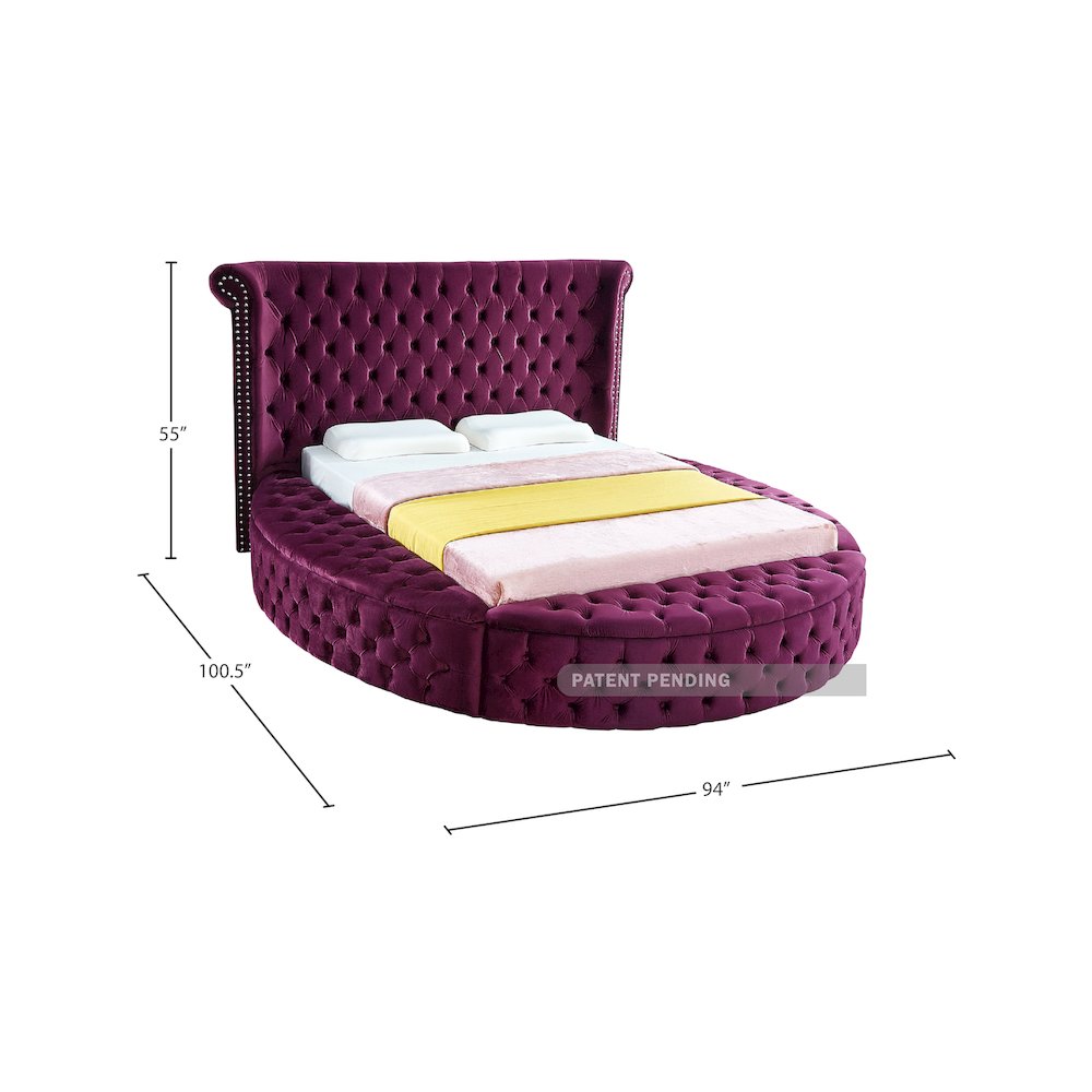 Luxus Purple Velvet Queen Bed. Picture 10