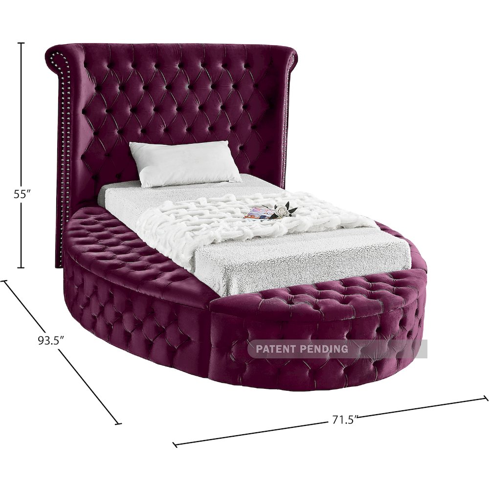 Luxus Purple Velvet Twin Bed. Picture 10