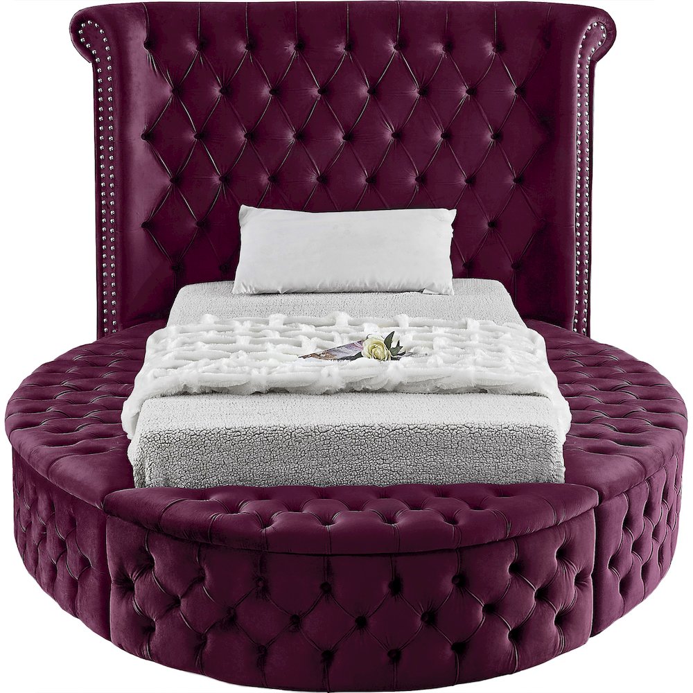 Luxus Purple Velvet Twin Bed. Picture 4