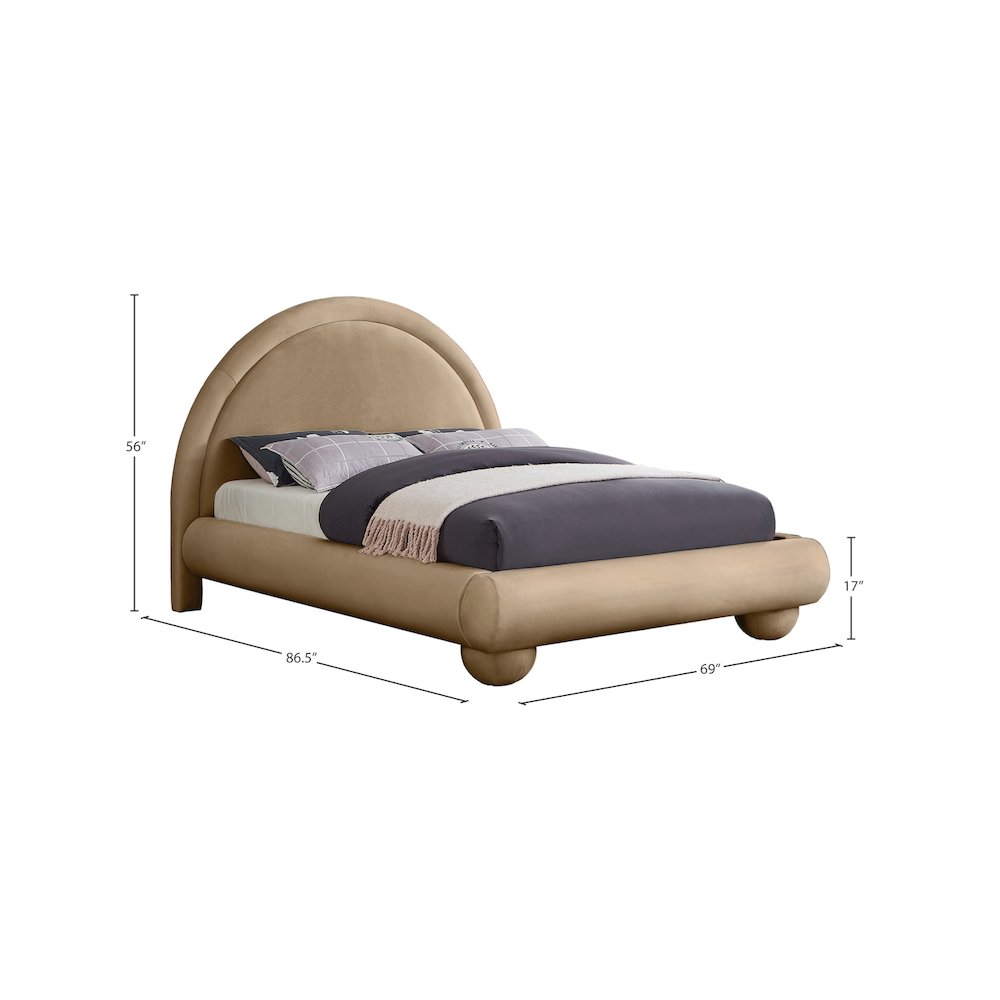 Madrid Beige Velvet Full Bed. Picture 6