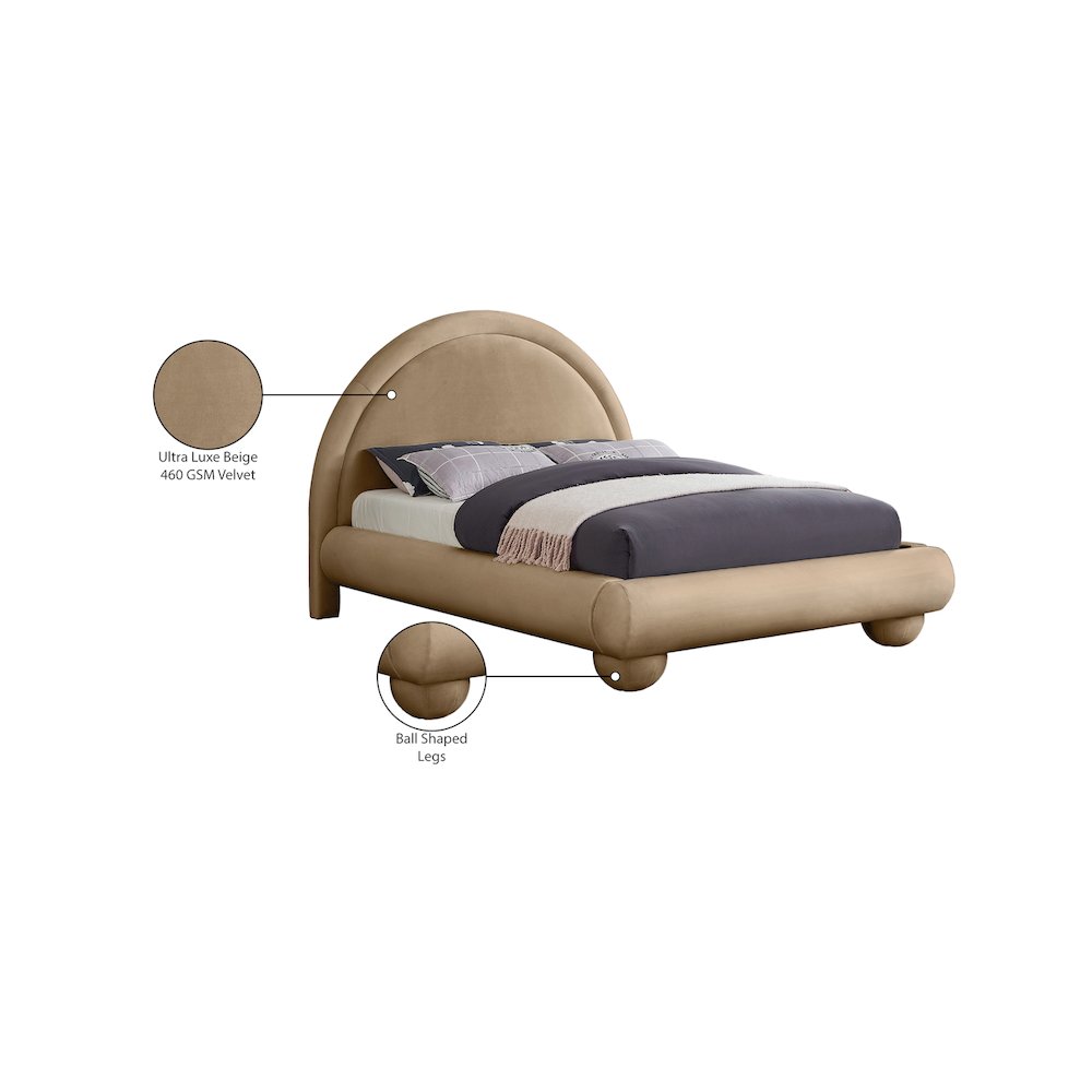 Madrid Beige Velvet Full Bed. Picture 7