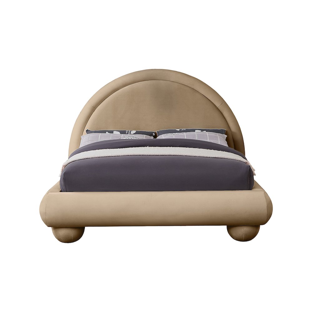 Madrid Beige Velvet Full Bed. Picture 2