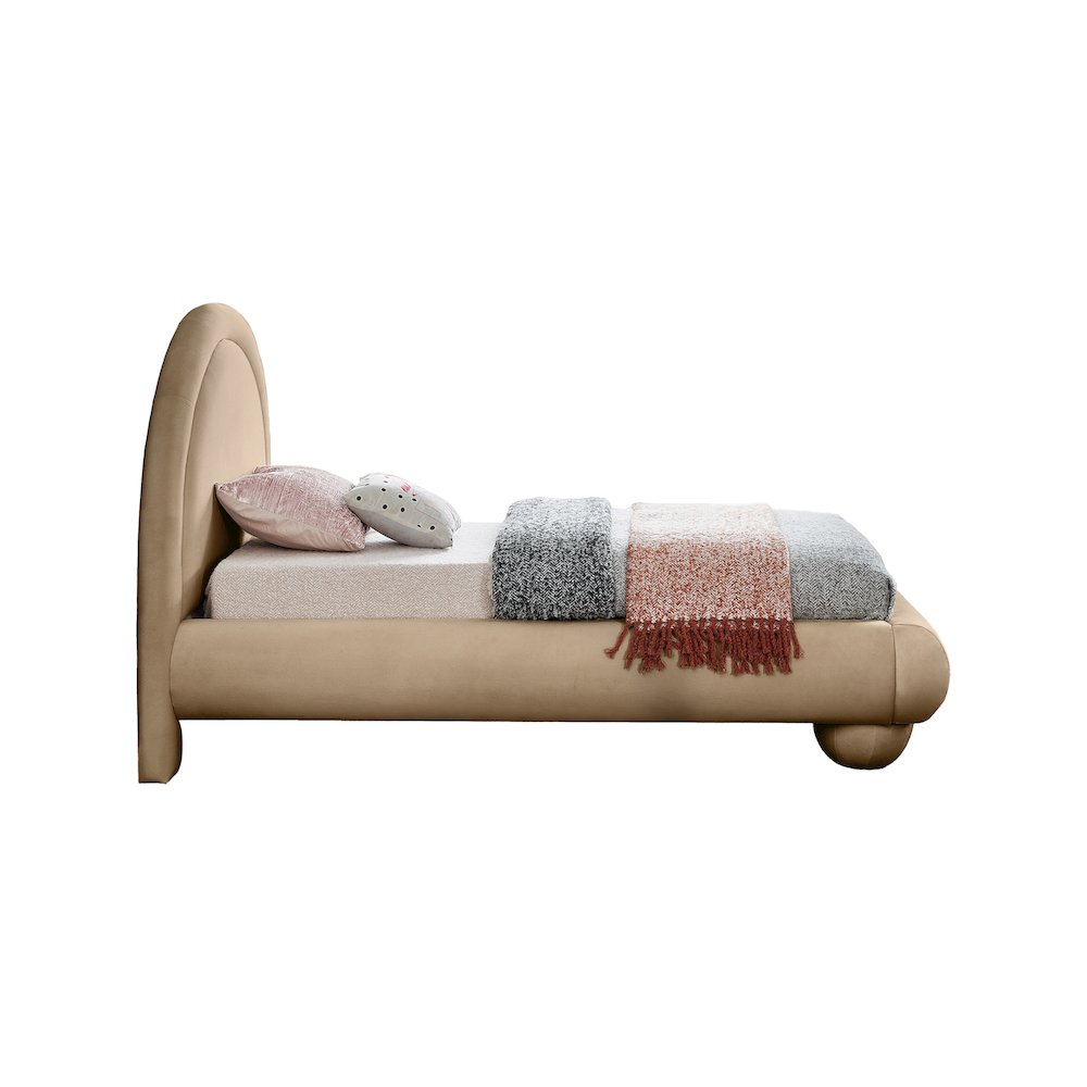 Madrid Beige Velvet Twin Bed. Picture 3