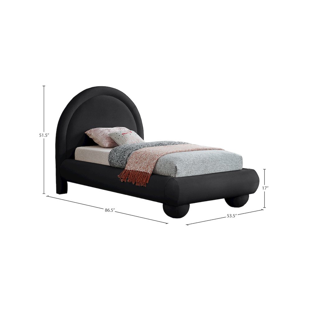 Madrid Black Velvet Twin Bed. Picture 6