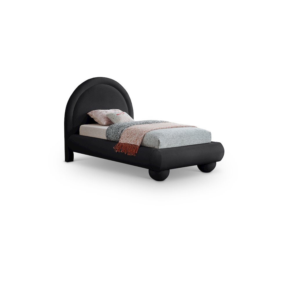 Madrid Black Velvet Twin Bed. Picture 1