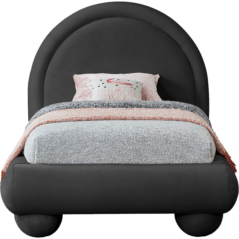 Madrid Black Velvet Twin Bed. Picture 2